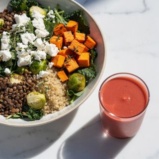 Kale Sweet Potato Lentil Mason Jar Salad
