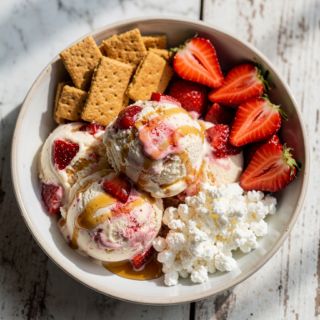 Strawberry Cheesecake Ice Cream with Cottage Cheese